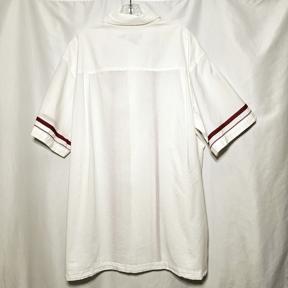 Chaps Ralph Lauren Mens White Cotton Short Sleeve Button-up Shirt w/Red XL - Picture 2 of 5